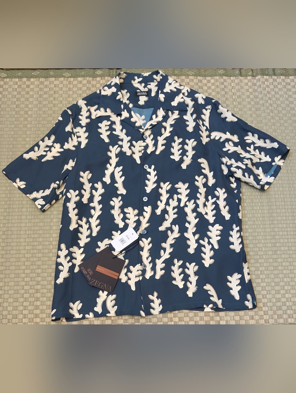 NWT Zegna 100% Silk Oasi Print Camp Shirt Men's Size Medium Made in Italy $1390